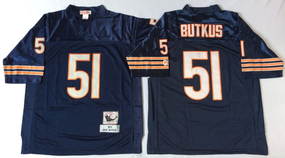 Men NFL Chicago Bears #51 Butkus blue Mitchell Ness jerseys